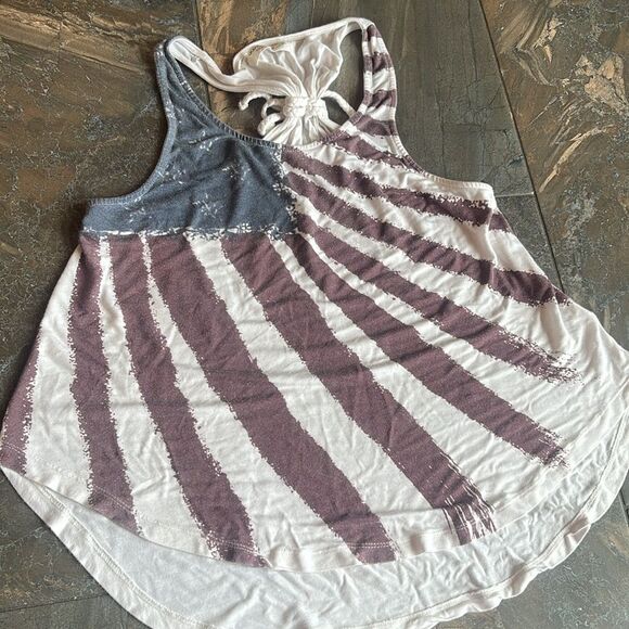 Ocean Drive Womens American Flag Flowy Tank Braided tie Size M - Picture 4 of 8